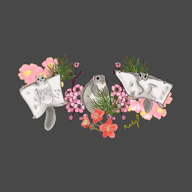 Japanese dwarf flying squirrel floral by Naty Design Prague