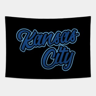 Vintage Kansas City Navy And Baby Blue Script For KCMO Locals Tapestry