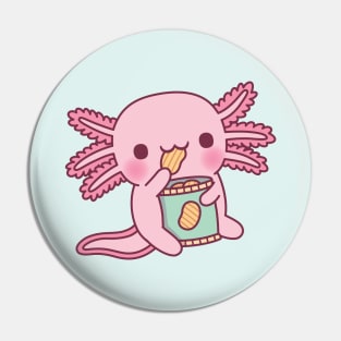 Cute Axolotl Eating Potato Chips Pin