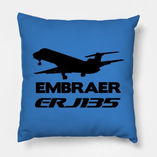 Embraer ERJ135 Silhouette Print (Black) Pillow