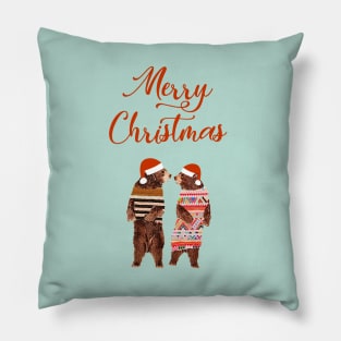 Merry Xmas Bears Pillow