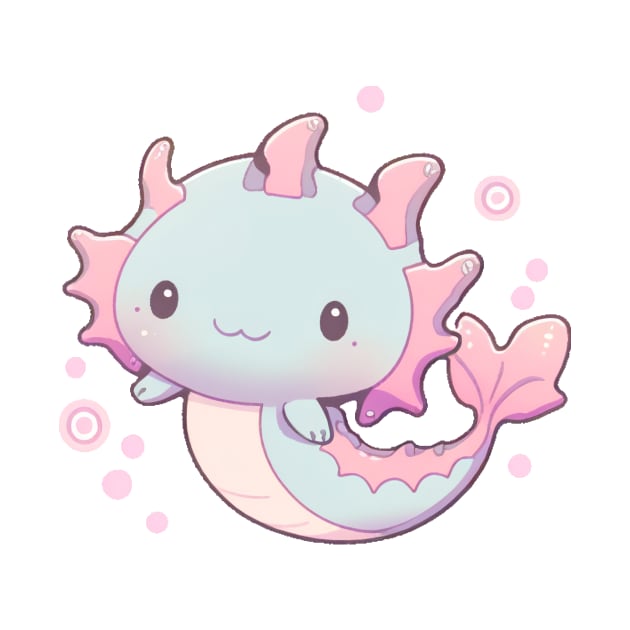 Pink and Blue Pastel Axolotl Cute by peachycrossing