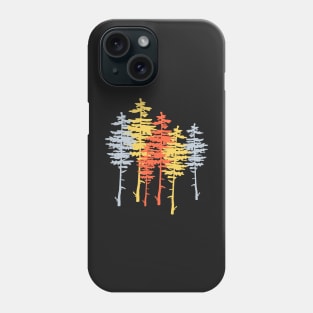 Red, Yellow, Blue Pine Tree Silhouettes Phone Case