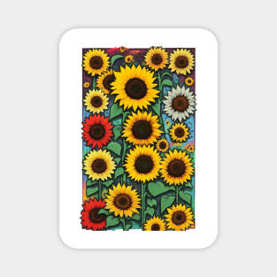 Sunflower Flora Positive Minimalist Vintage Retro Magnet