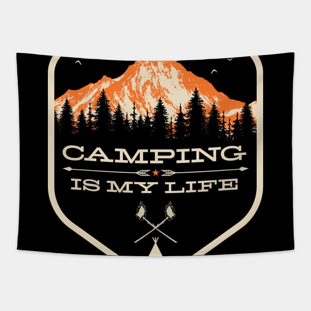 Camping is my Life Camp Counselor graphic - Camping product design Tapestry by Vector Deluxe