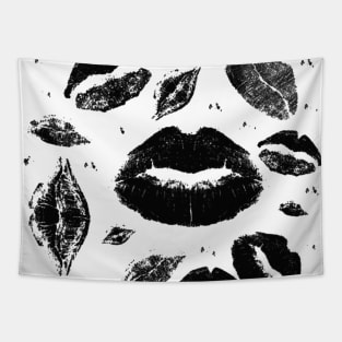 Kisses All Over (Black & White) Tapestry