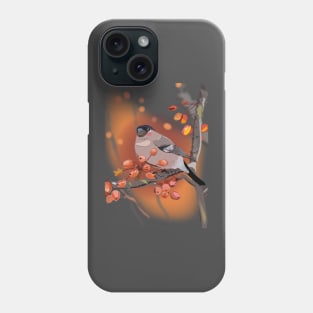 Cute Eurasian Bullfinch Bird with berries Phone Case