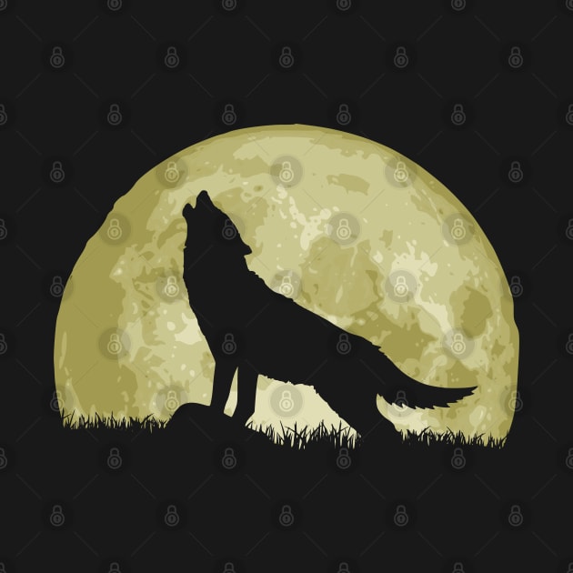 Howling Wolf And Epic Full Moon by Nerd_art