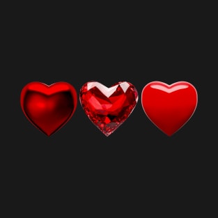 Three red hearts Shinning love T-Shirt