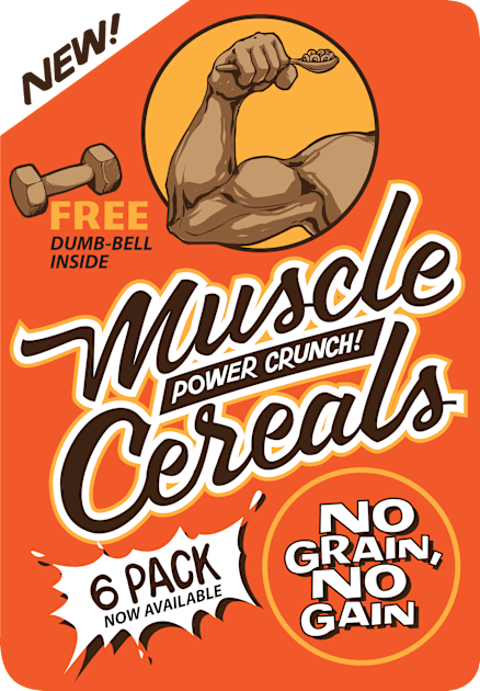 MUSCLE CEREALS Kids T-Shirt by ROVO