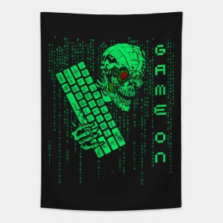 Game On Digital Monster Skull Tapestry