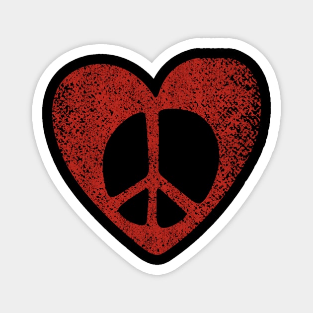 Peace & Love Hippie Heart Tee Magnet by artbitz