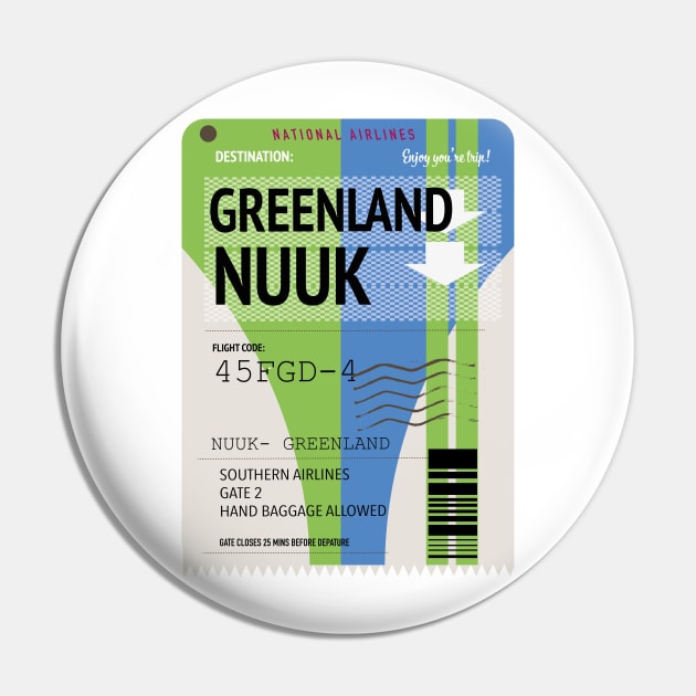 Greenland Nuuk travel ticket Pin by nickemporium1