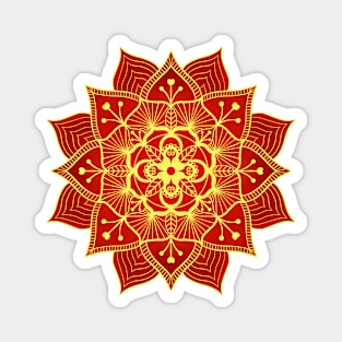 Gold and Red Floral Mandala Magnet