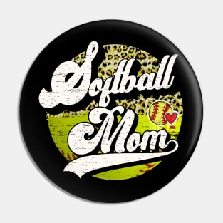 Softball Mom Vintage Leopard Softball Family Matching Pin