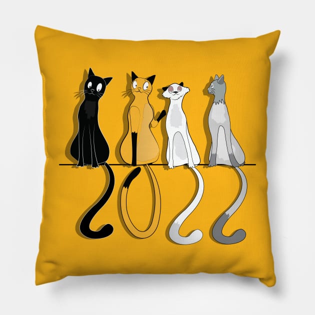 2022 Happy New Year Cats Pillow by ArticArtac