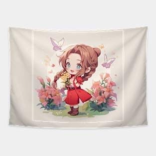 chibi aerith and butterfly Tapestry