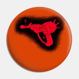 Zombies Red and Black Sketchy Ray Gun on Orange Pin