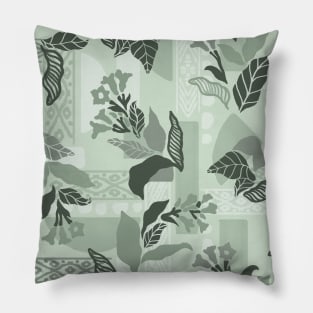 Sage Green Solid Shapes and Flowers Pillow