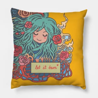 Let It Burn Romantic Anime Girl Pastel Colours Pillow