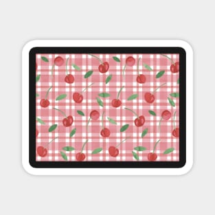 Cheery Cherry Check | Red Picnic Gingham Style Pattern Magnet