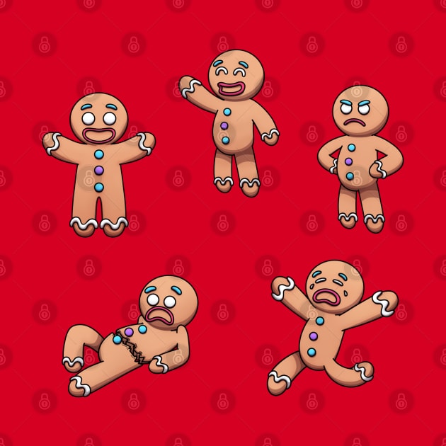 Gingerbread Man Cartoon Sticker Pack by TheMaskedTooner