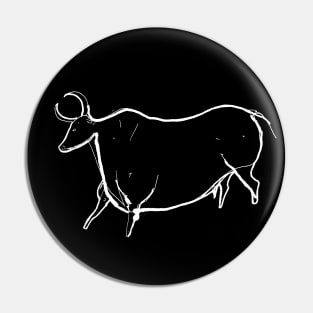 Cave art. Parietal line art of a bull. For prehistory fans, light line Pin