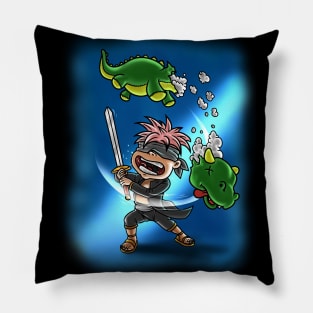 Fires of Triumph: The Epic Journey of a Gaming Dragon Slayer Pillow