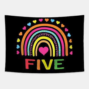 Years Old Rainbow 5th Birthday For Girls Boys Kids Tapestry