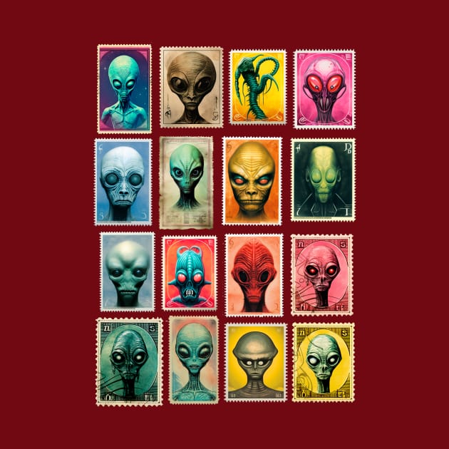 Postage Stamps Extraterrestrial life- Philately by enyeniarts