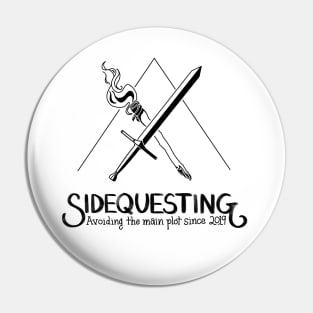 Sidequesting Logo, front and back - Black Pin