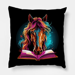 Horse Reads Book Pillow