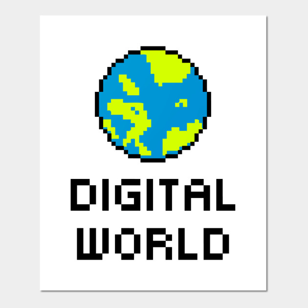 Digital World 8bit Pixel Earth Logo Art Earth Affiche Et