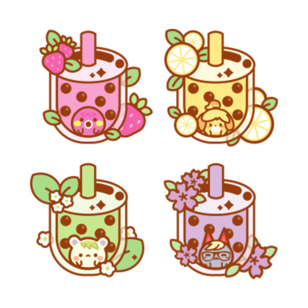 Cute Animal Crossing Boba Series Bubble Tea TShirt TeePublic