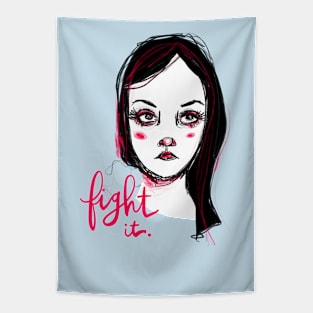 Fight It: Feminist Strength Cursive Calligraphy Tapestry