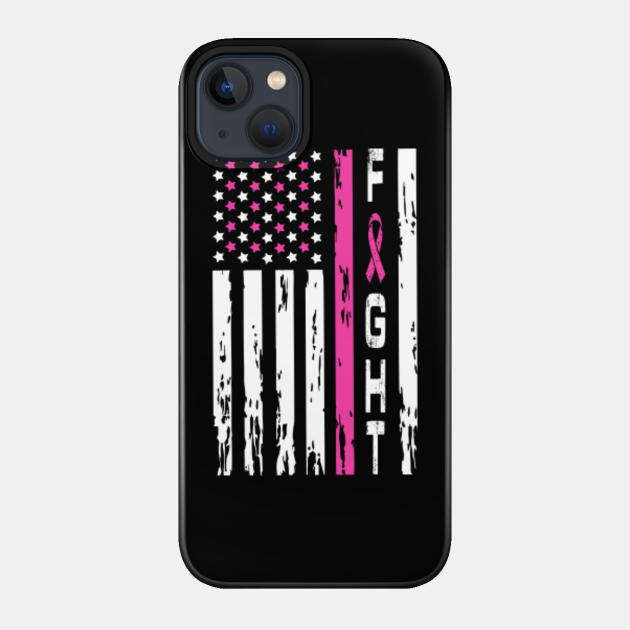 Distressed American Flag Breast Cancer Pink Ribbon Awareness - Breast Cancer - Phone Case