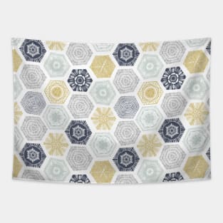 Geometric Hexagon Pattern Tapestry