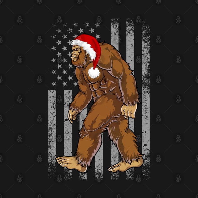 American Flag Big Foot Santa Hat Christmas Sasquatch by Illustradise