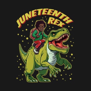 Black Kids Black Boys Black King Juneteenth T Rex T-Shirt