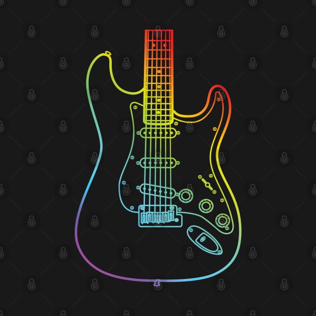 S-Style Electric Guitar Body Colorful Outline by nightsworthy