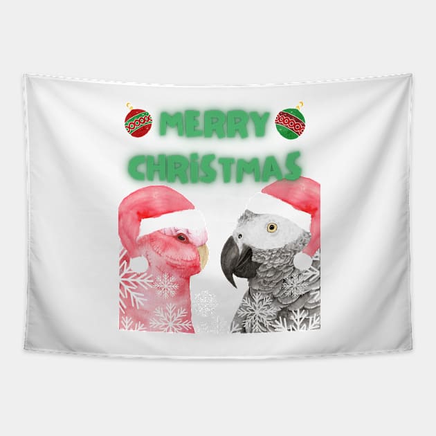 Christmas parrot ring the birds Tapestry by Oranjade0122