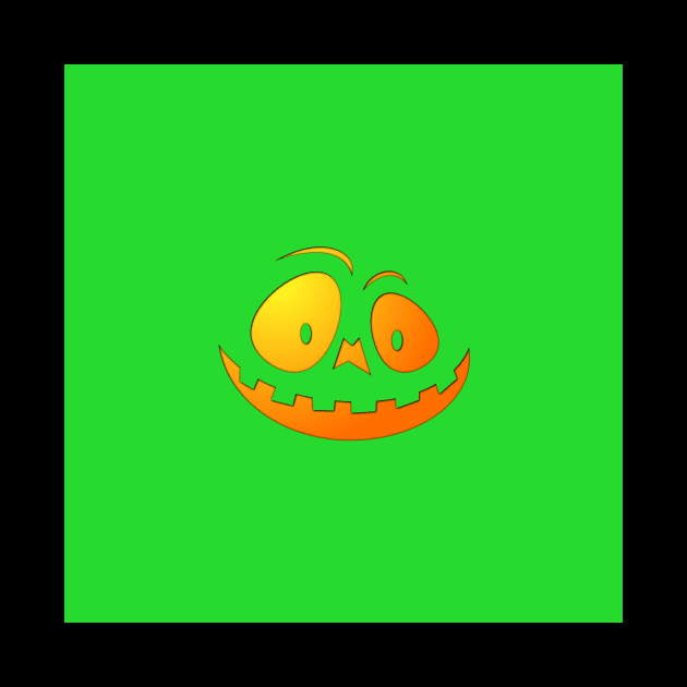 Cheeky Pumpkin Face on Monster Green by podartist