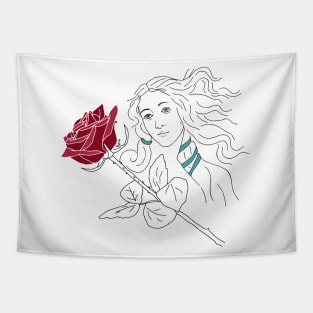 birth of venus - red rose - minimal Tapestry