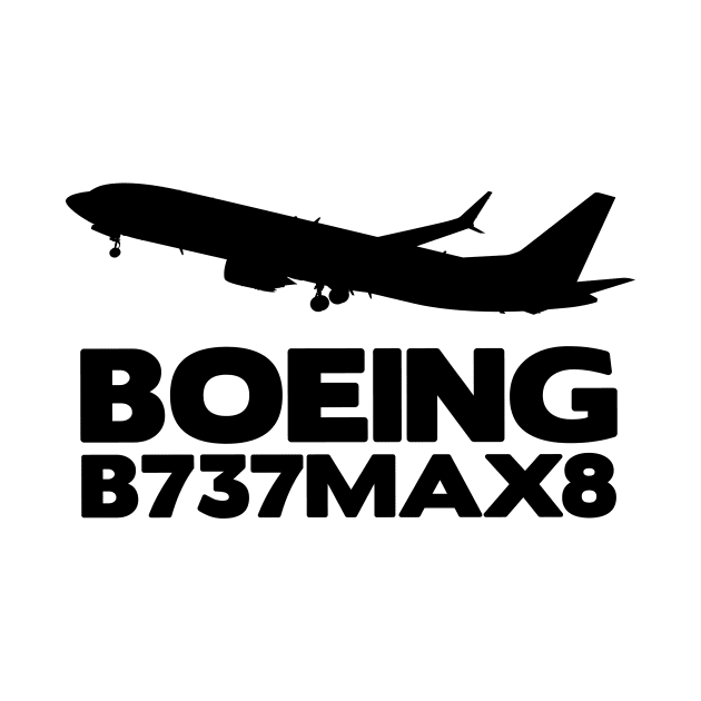 Boeing B737Max8 Silhouette Print (Black) by TheArtofFlying