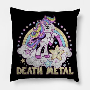 Death Metal - Unicorn Pony - Distressed Pillow