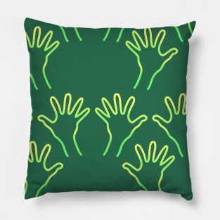 Cave Hands Anew Yellow-Green on Green 5748 Pillow