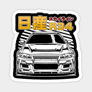 Skyline GTR R34 (White Print) Magnet