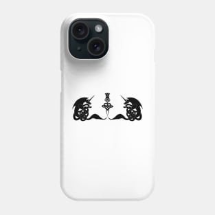 Celtic unicorns and thistle silhouette Phone Case