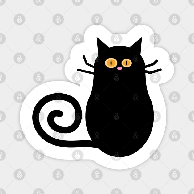 Black Halloween Cat Cartoon Illustration Magnet by RageRabbit