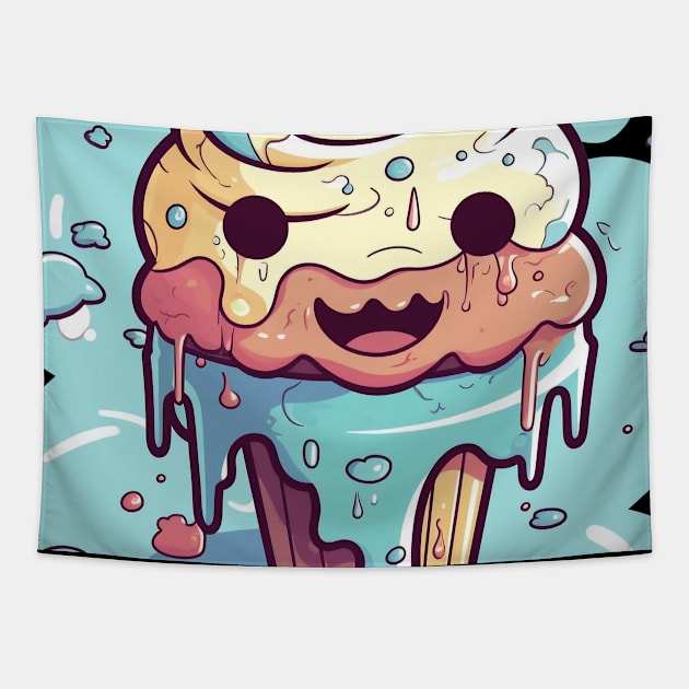 Cute Ice Cream Cone Tapestry by CEYLONEX